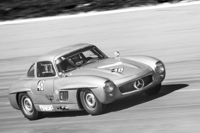 Walter Nork - Schwarzweiß - Oldtimerrennen  MB 300SL
